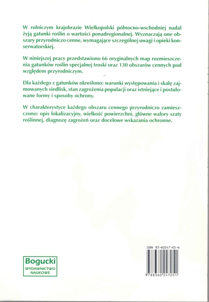 Rewers okładki - Rośliny specjalnej troski i wartościowe obszary przyrodnicze w północno-wschodniej Wielkopolsce
